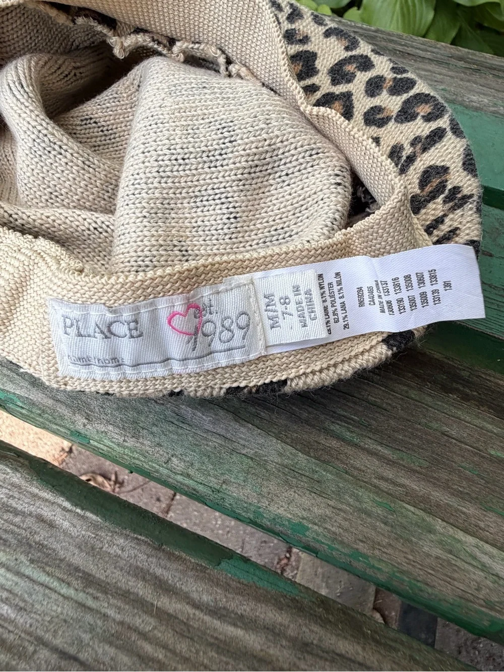 Place Leopard Print Kids Cap with Black Flower by Children’s Place Size 7-8 Girl